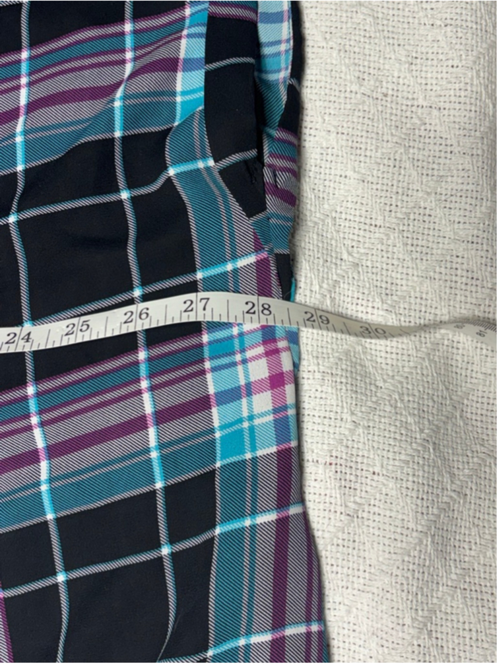 EUC Torrid Black Aqua Purple Plaid Chiffon Button Down Shirt Kimono Size 3X - Picture 5 of 7